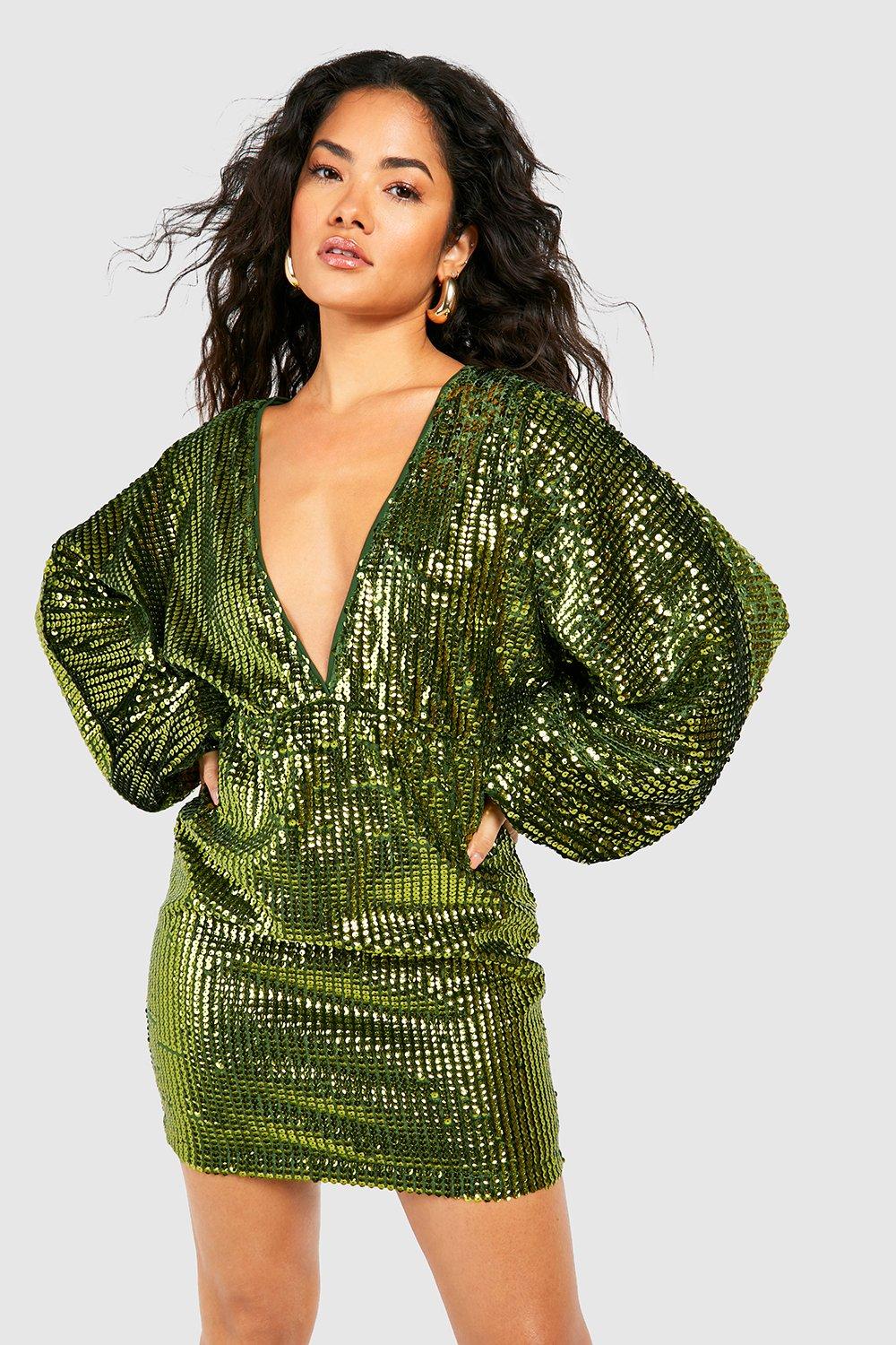 Sequin Blouson Sleeve Mini Dress | boohoo USA