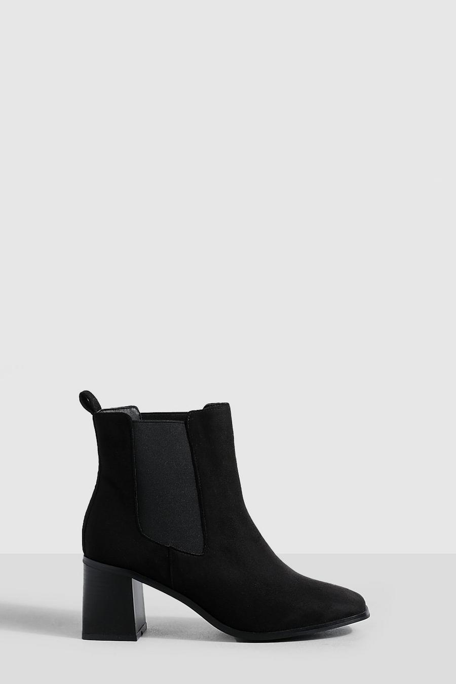 Black Wide Fit Tab Detail Ankle Boots  image number 1
