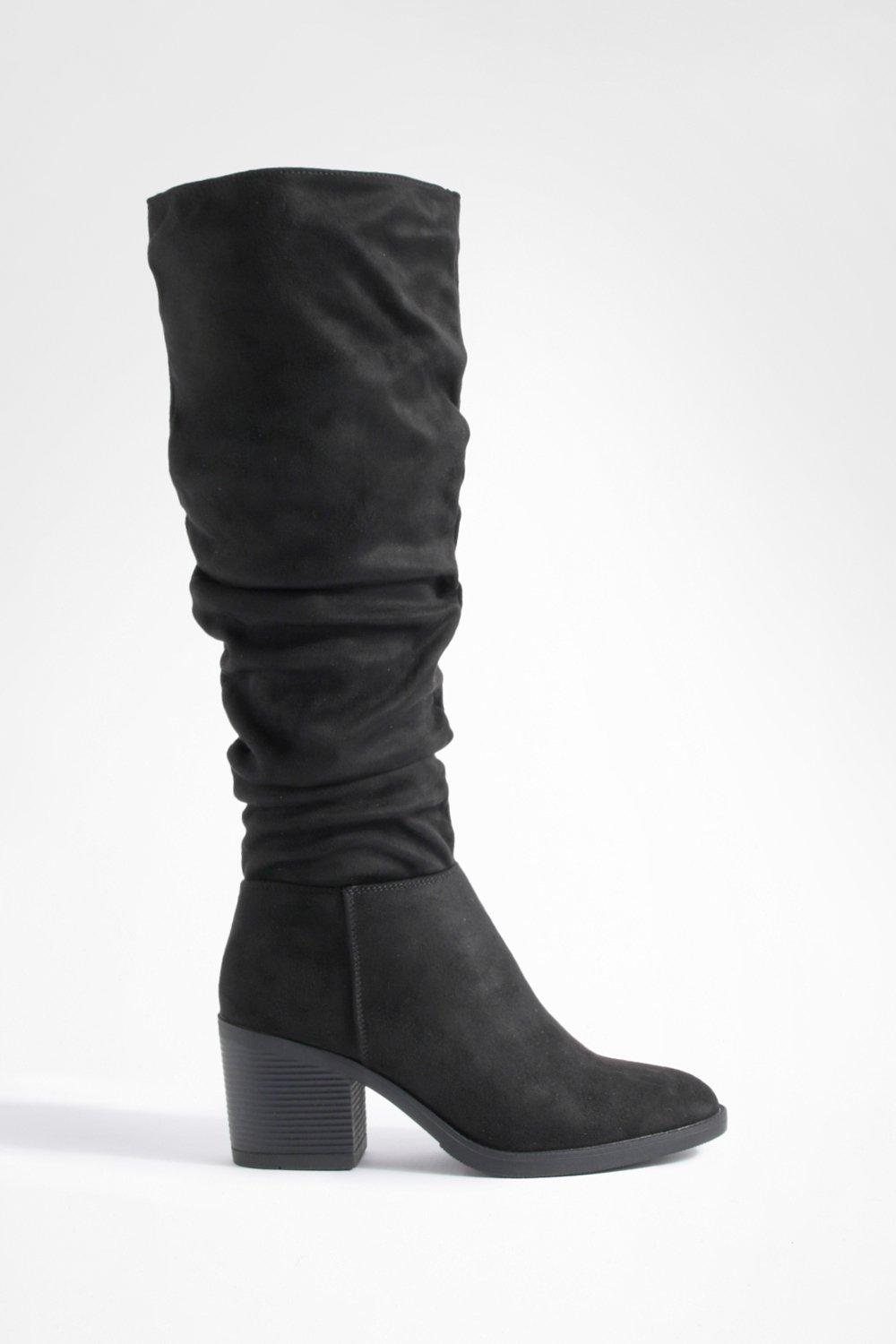 Slouch block cheap heel boots