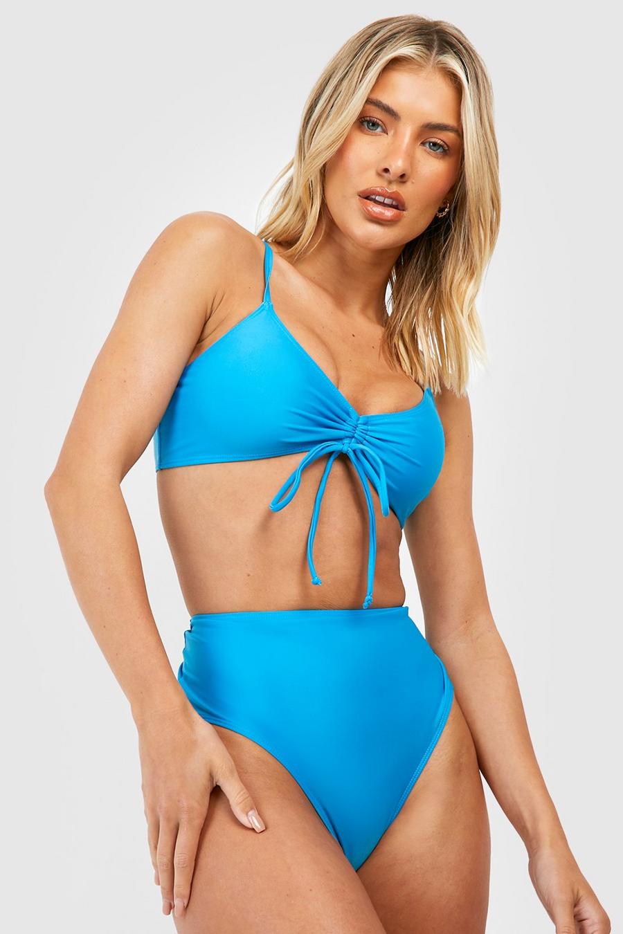 Blue Tummy Control High Waisted Bikini Brief