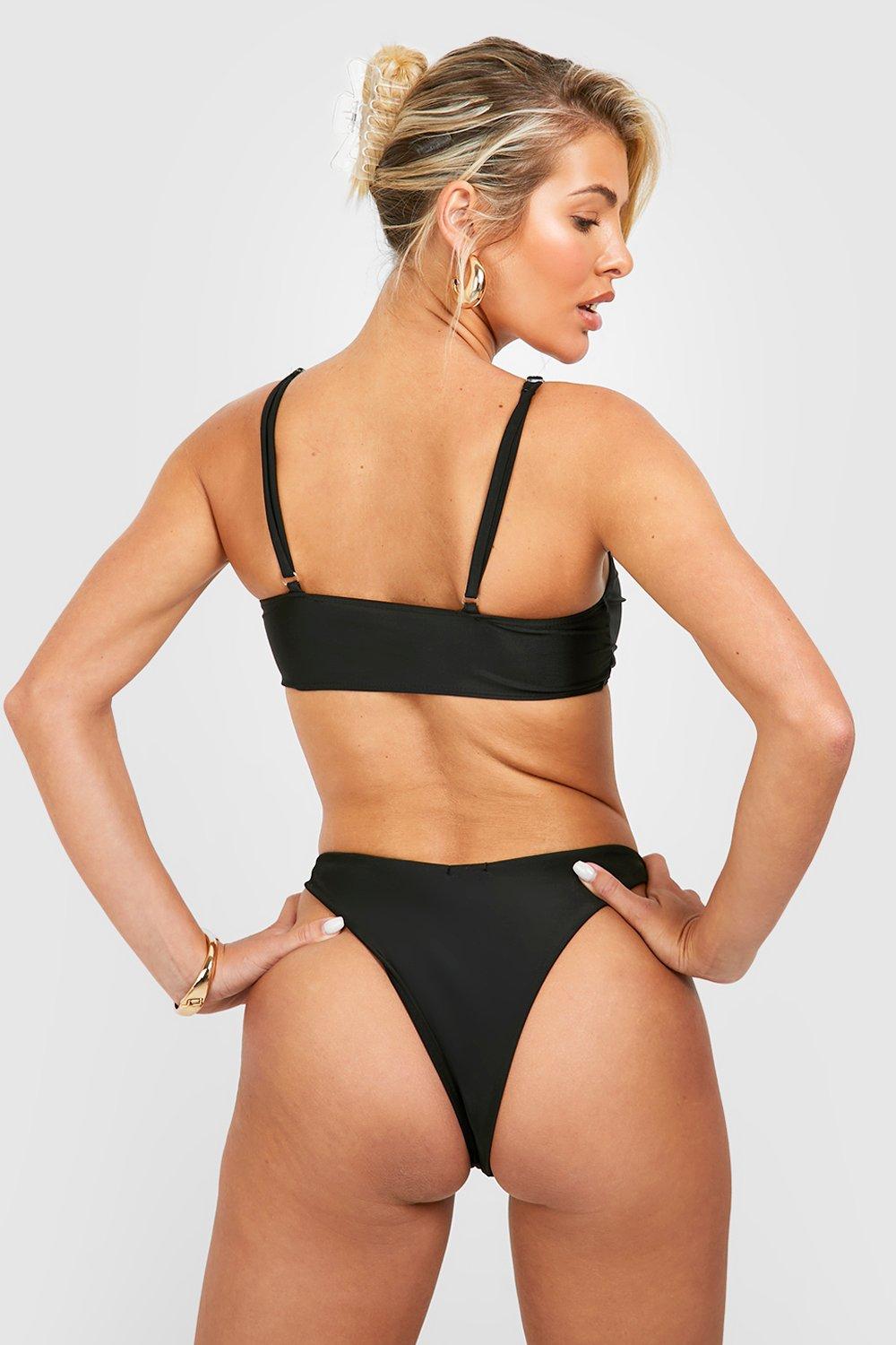 Black wrap plunge bikini top