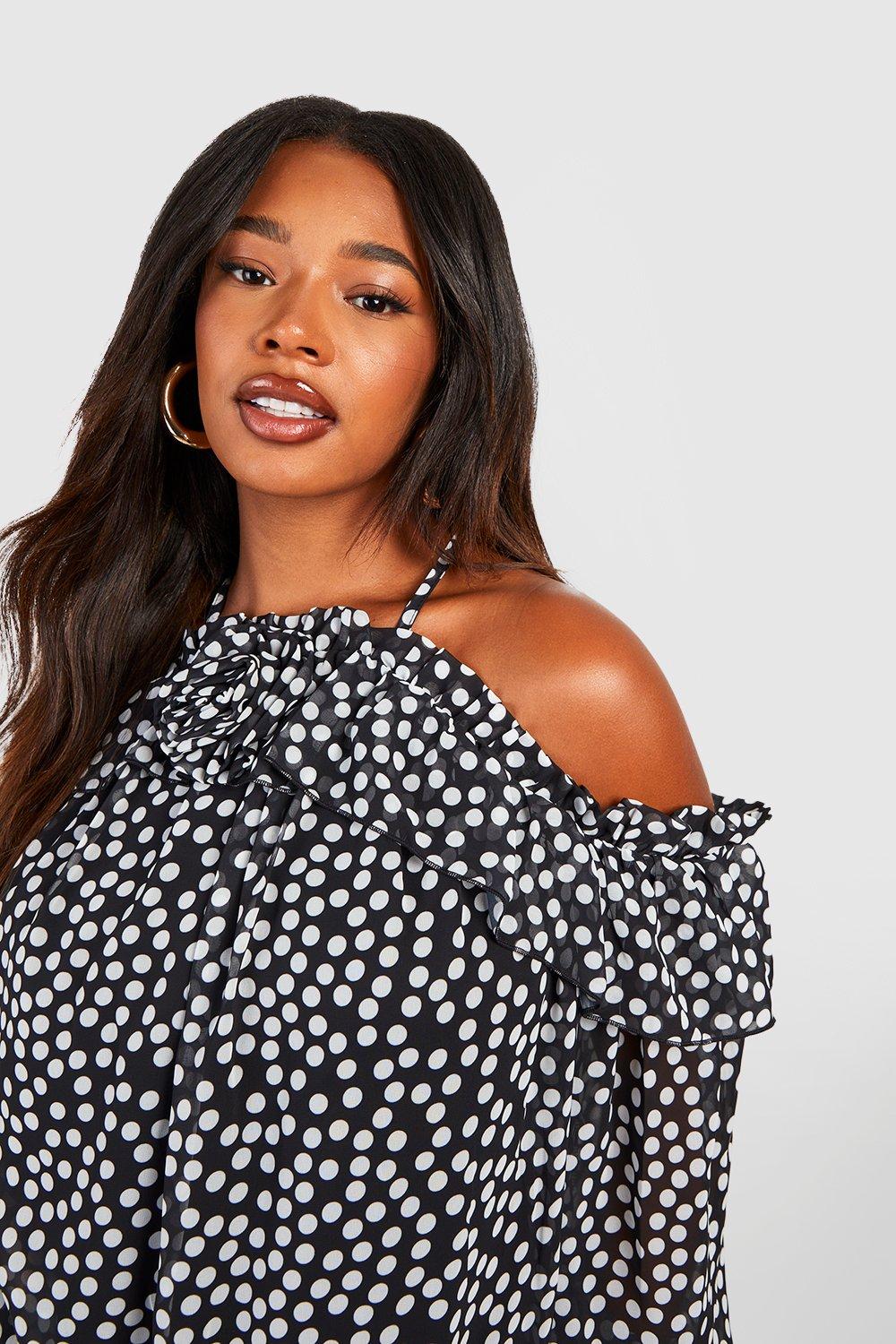 Cold shoulder polka dot on sale dress