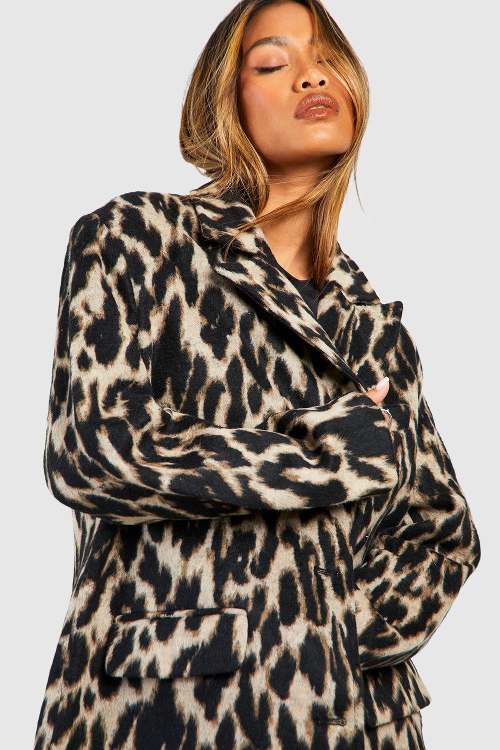 Leopard sales wool coat