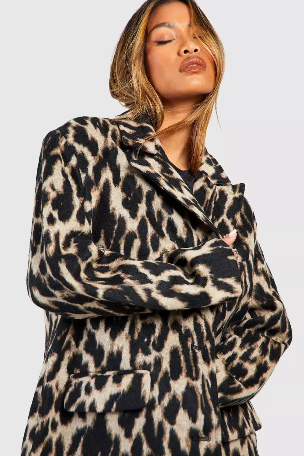 Hot Leopard Print oversized fur coat in XL