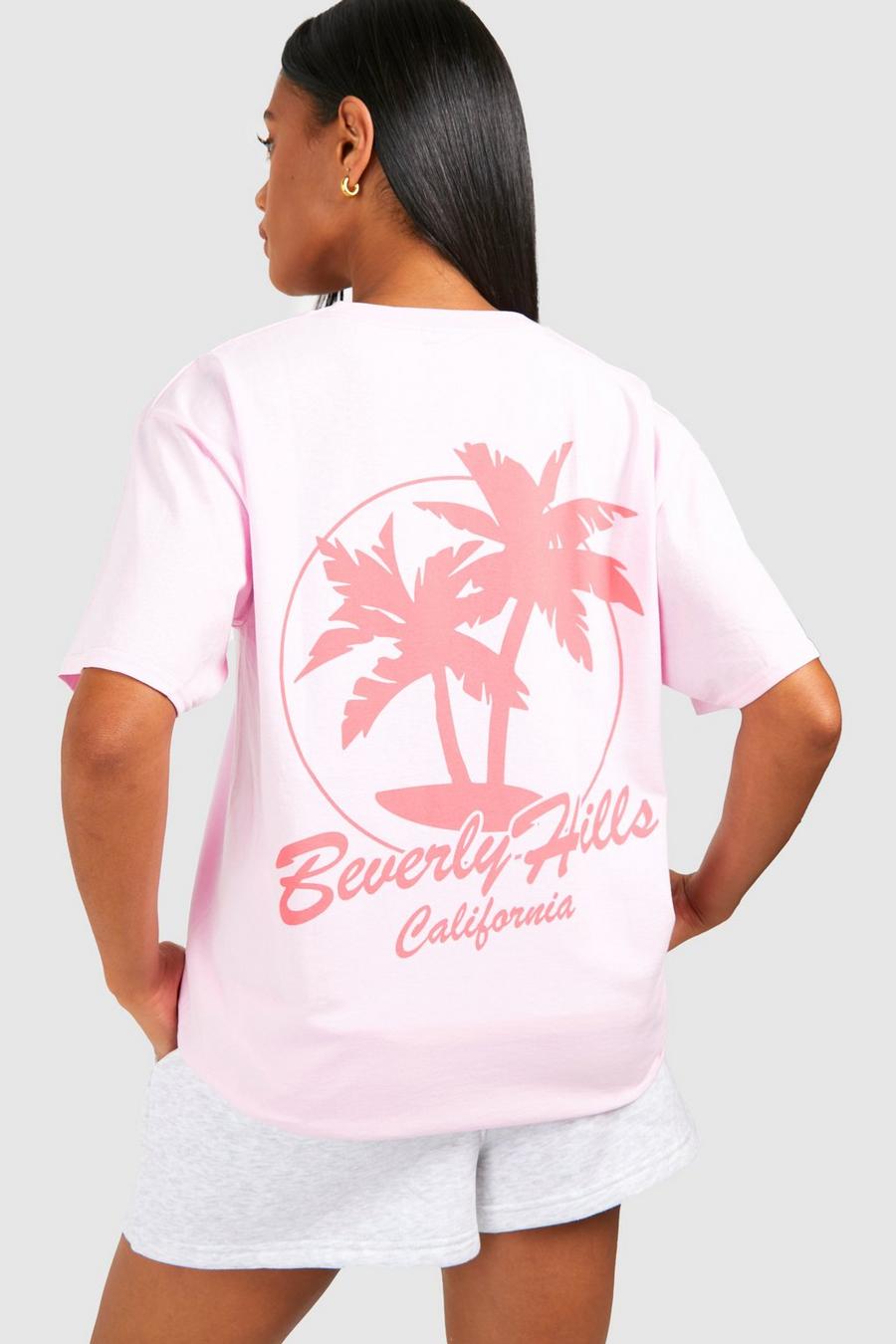 Light pink Beverley Hills Printed Oversized T-shirt 