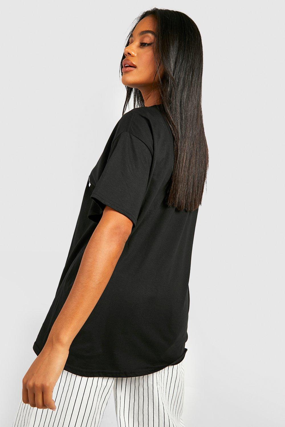 boohoo Womens Tall New York Print Oversized T-Shirt - Black M