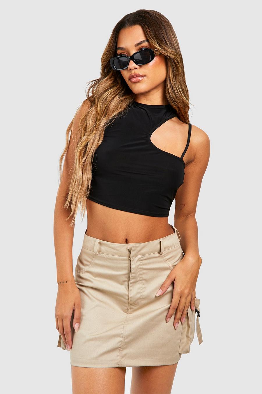 Black Cut Out Strappy Crop