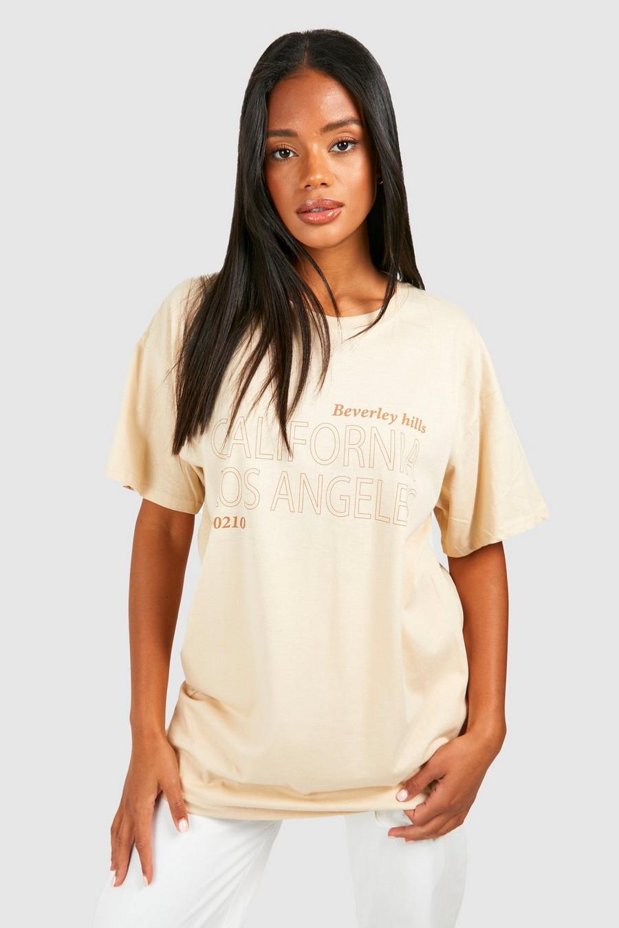Sand California Printed Oversized T-shirt  image number 1