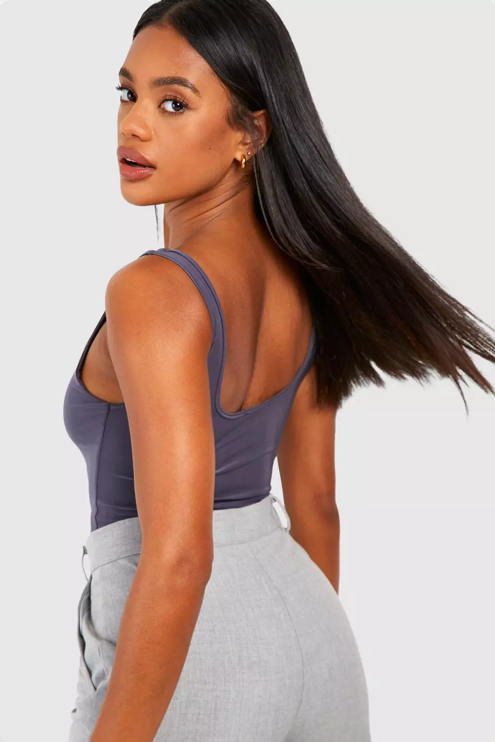 White Square Neck Double Layer Bodysuit alternative image