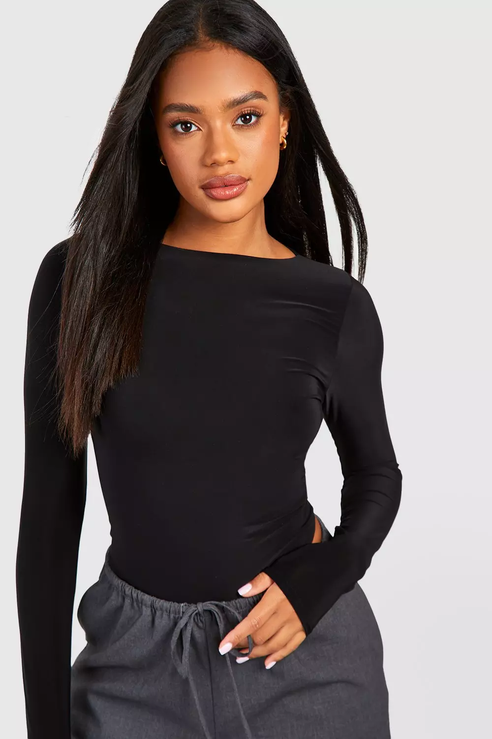 Long Sleeve Double Layer Bodysuit   alternative image