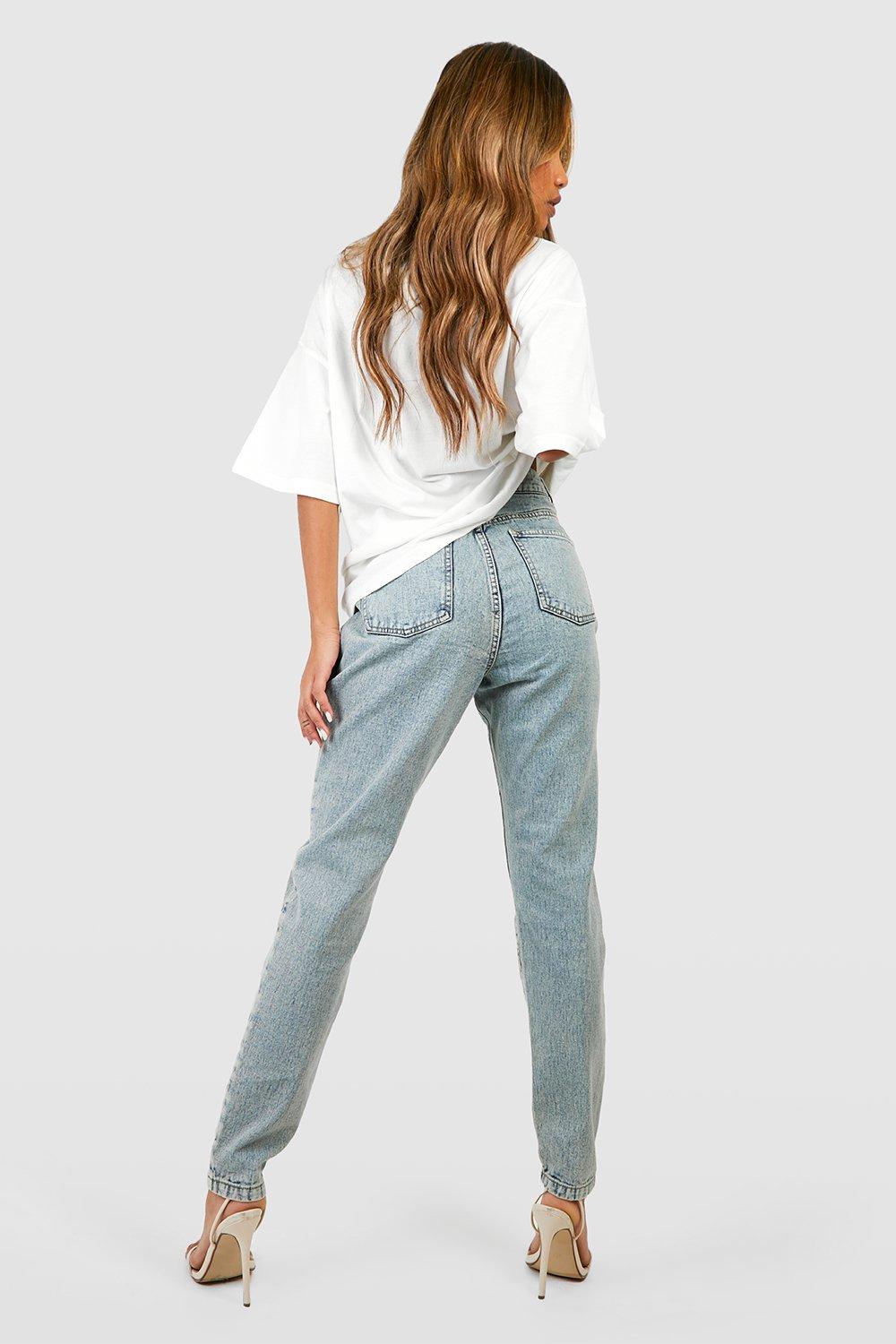 Basics High Waisted Ripped Mom Jeans