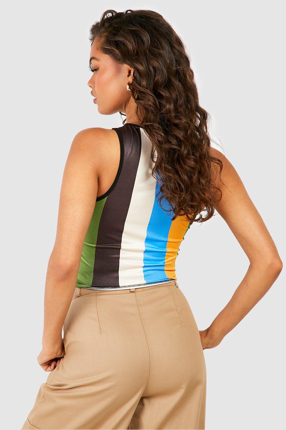 Women's Stripe Racer Vest | Boohoo UK