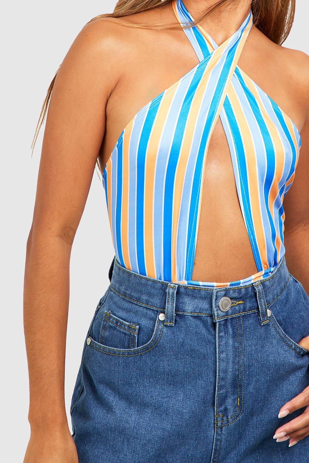 Halter Stripe Bodysuit