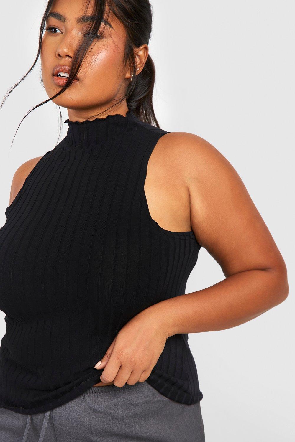 Plus Wide Rib Racer Vest boohoo