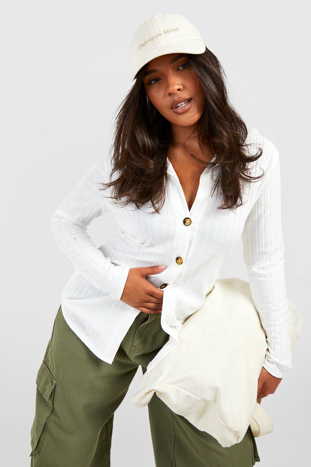 Modal Rib Knit Collared Cardigan - Ivory