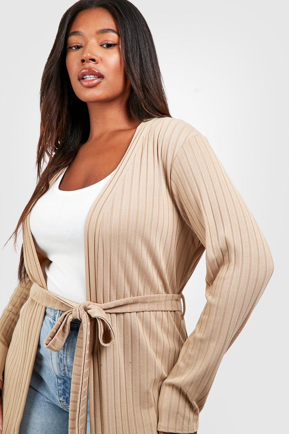 Grande taille Cardigan long c tel ceinture boohoo