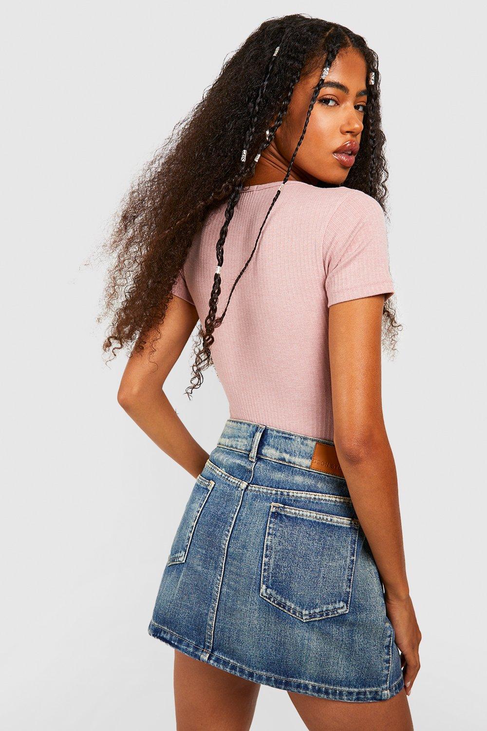 Blush denim hot sale skirt