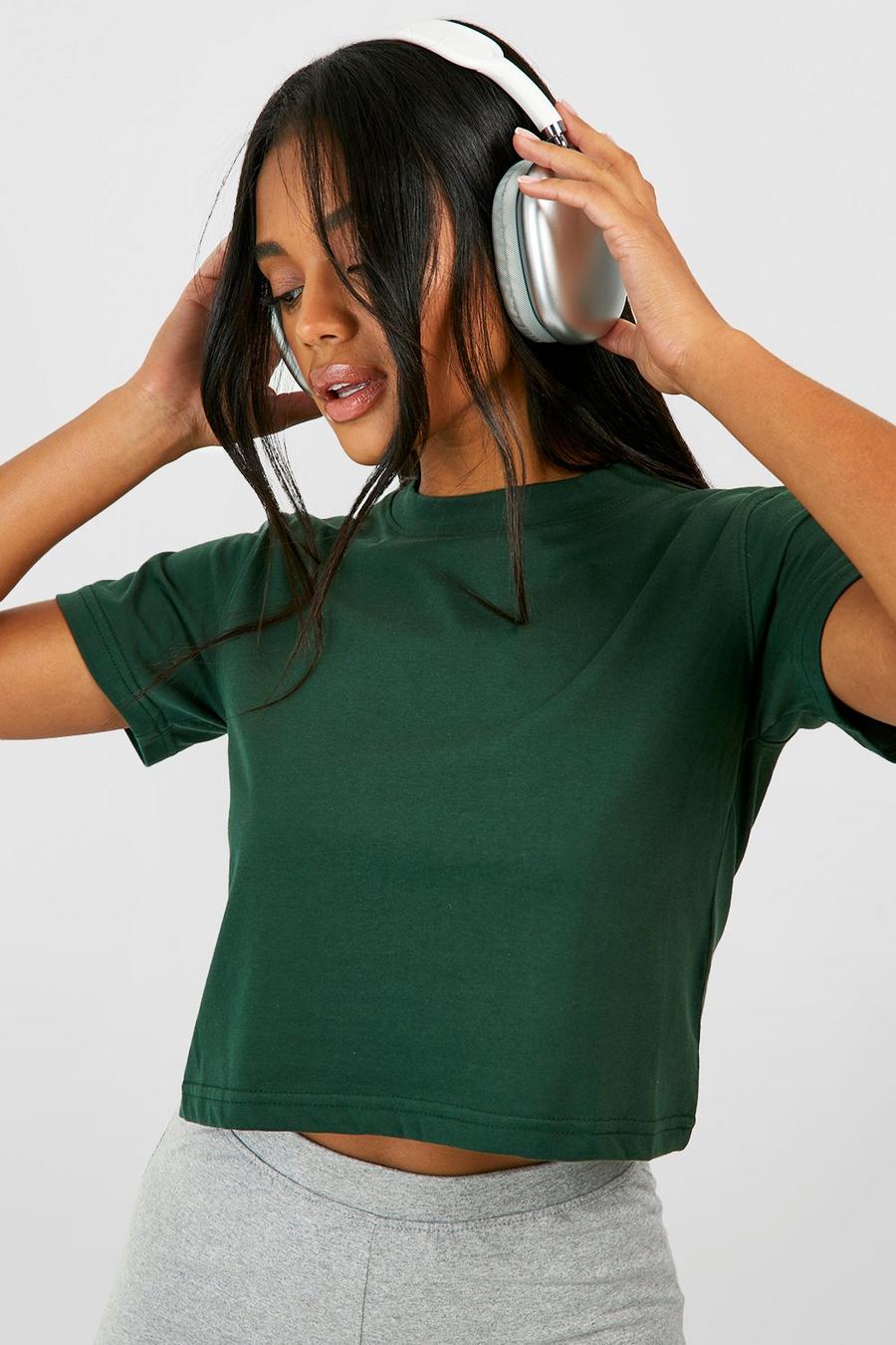 Green Crew Neck Boxy Crop T-shirt image number 1