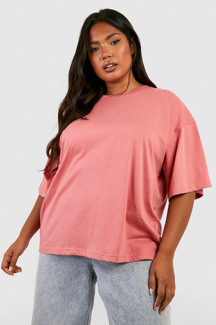 Pink Plus Basic Oversized Crew Neck T-shirt image number 1