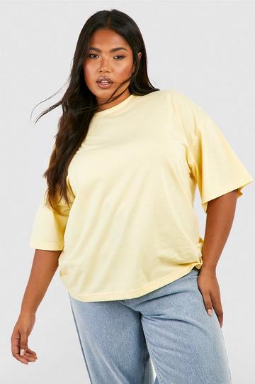 Lemon Yellow Plus Basic Oversized Crew Neck T-shirt