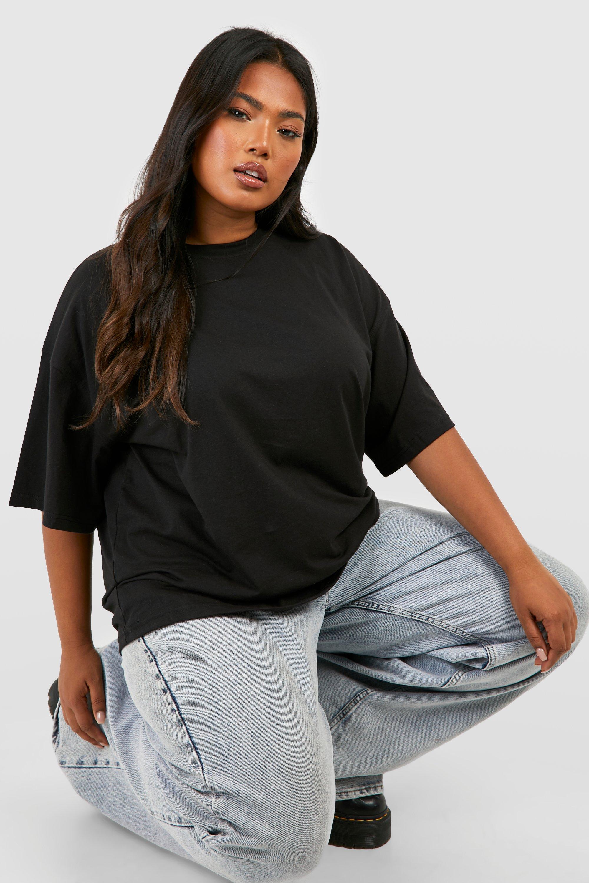 Grande taille T shirt oversize col ras du cou boohoo