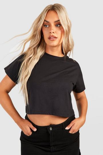 Plus Boxy Crop Top Met Korte Mouwen black