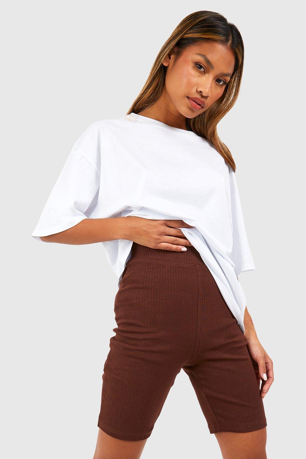 Short cycliste taille haute en coton boohoo