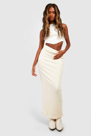 Cotton Rib Maxi Slip Skirt stone