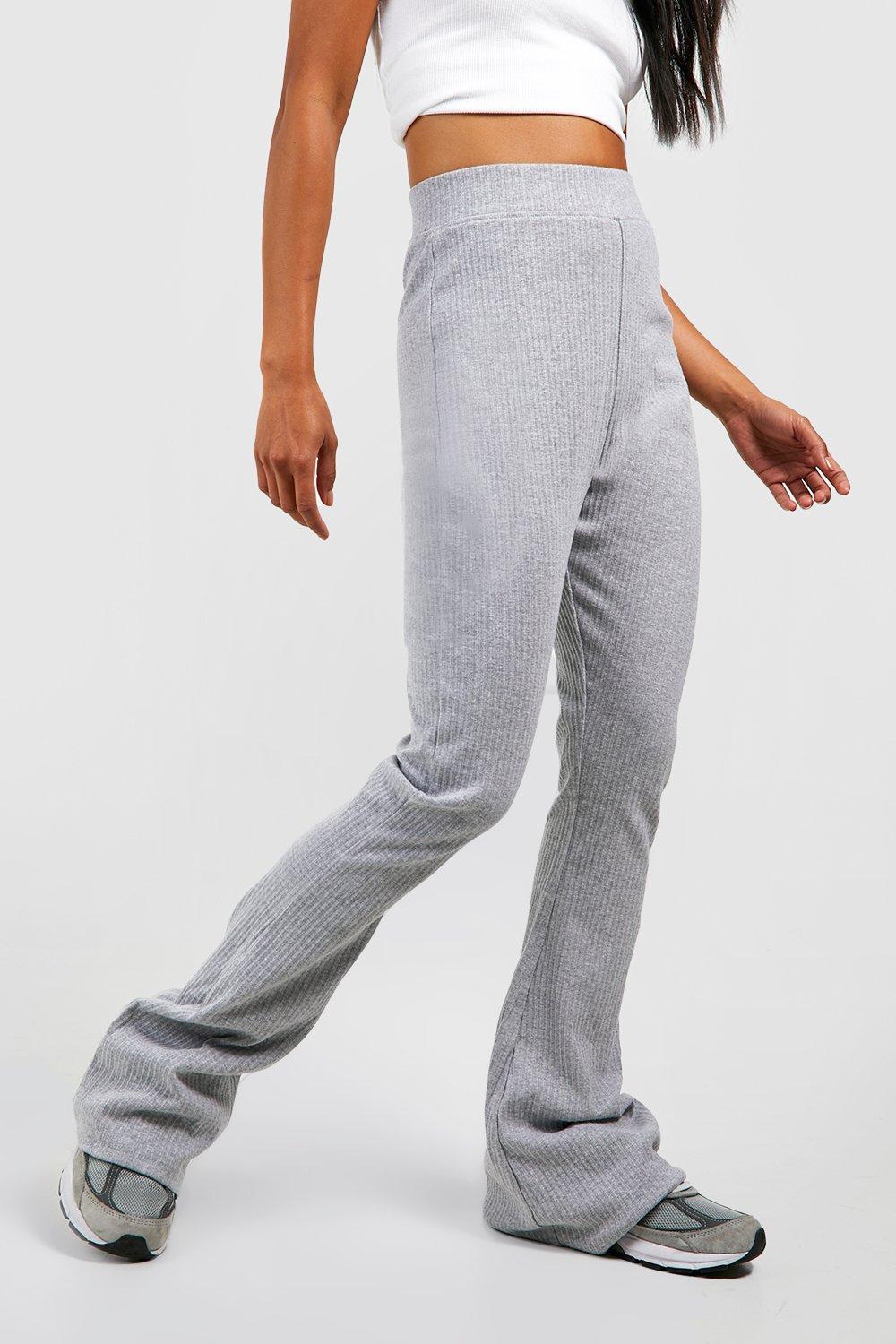 Women's Cozy Ribbed Crossover Waistband Flare Legging Pants - Colsie™  Heathered Gray S