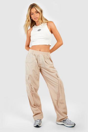 Stone Beige Shell Pocket Detail Cargo Trousers