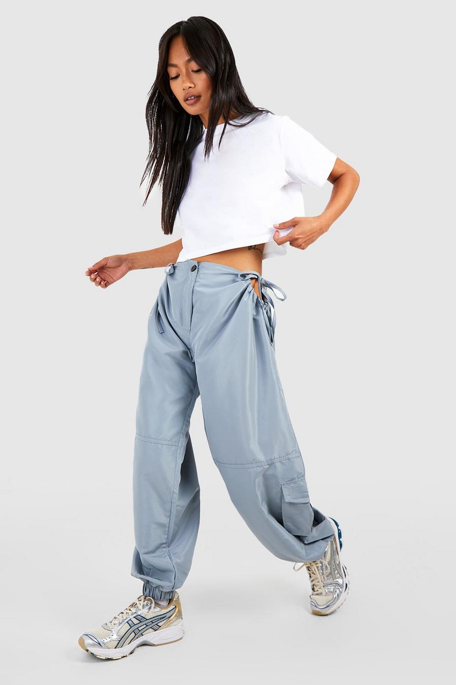 Slate grey High Waisted Cut Out Shell Cargo Joggers image number 1