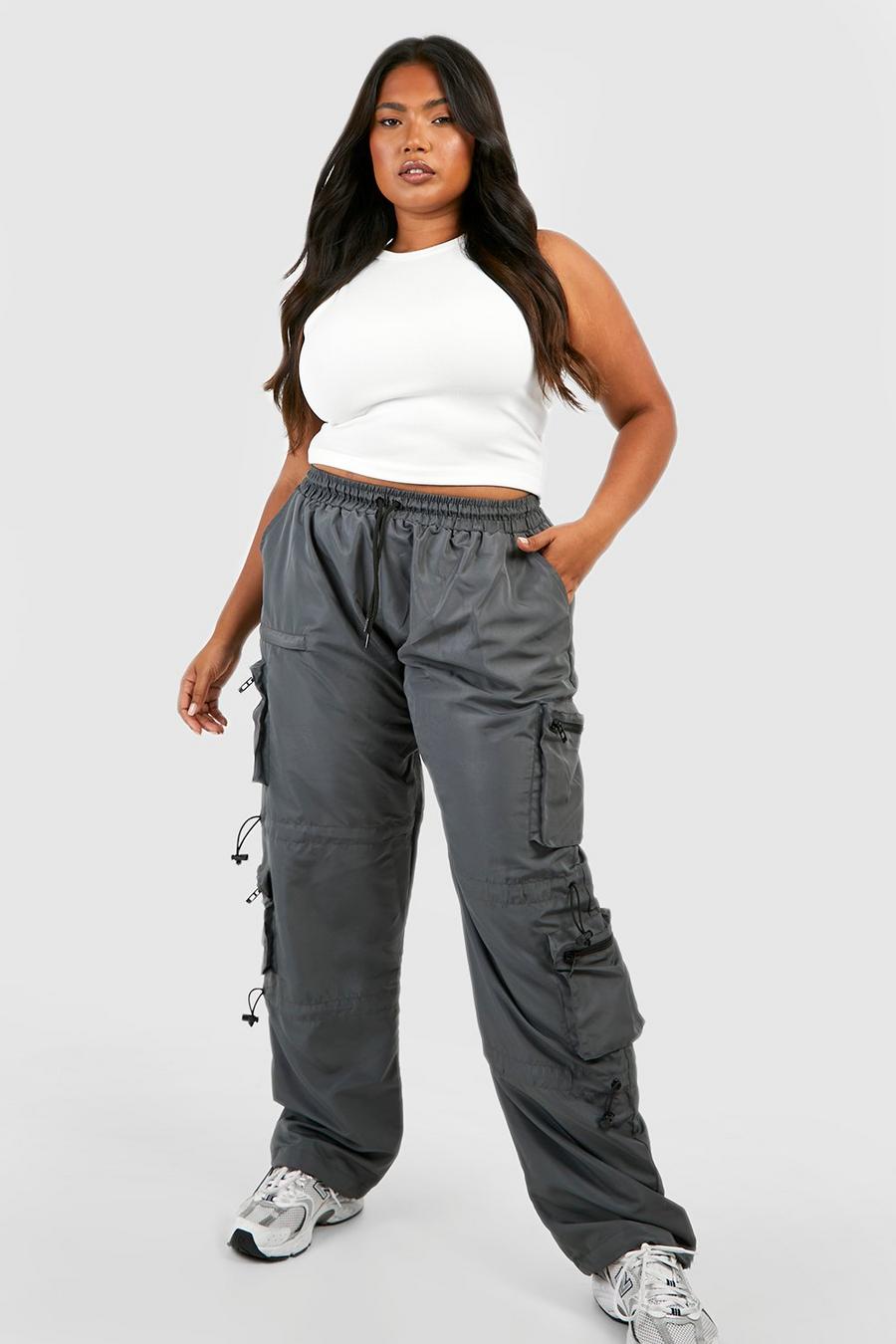 Girls Light Grey Pull On Cargo Trousers, Girls Trousers
