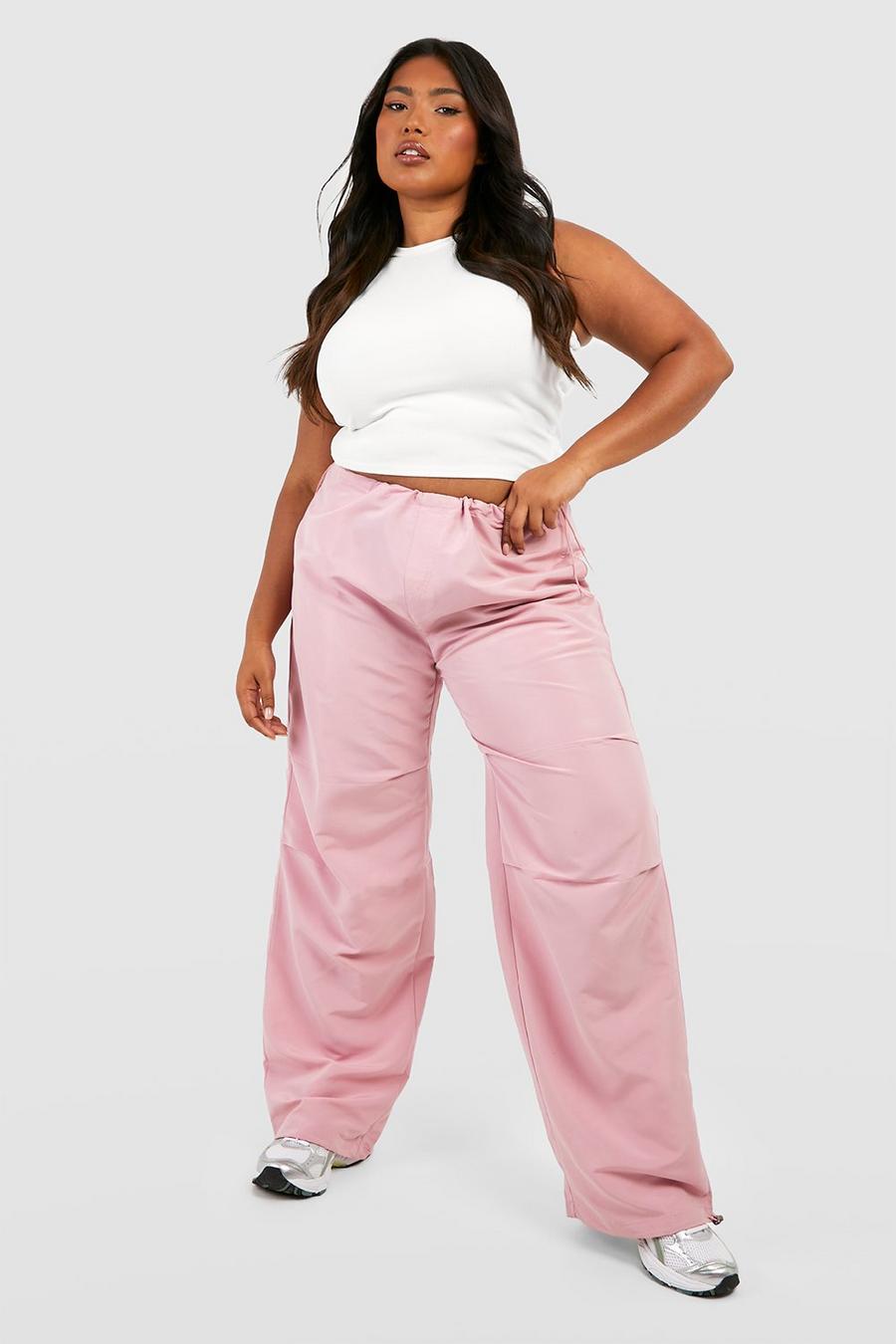 Baby pink rosa Plus Shell Parachute Cargo Pants