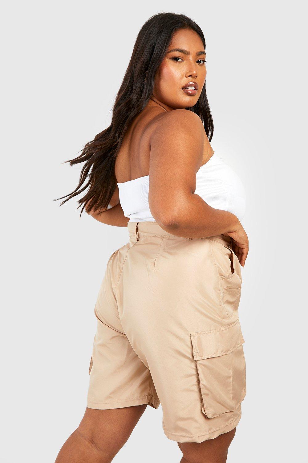 Womens plus size khaki hot sale shorts