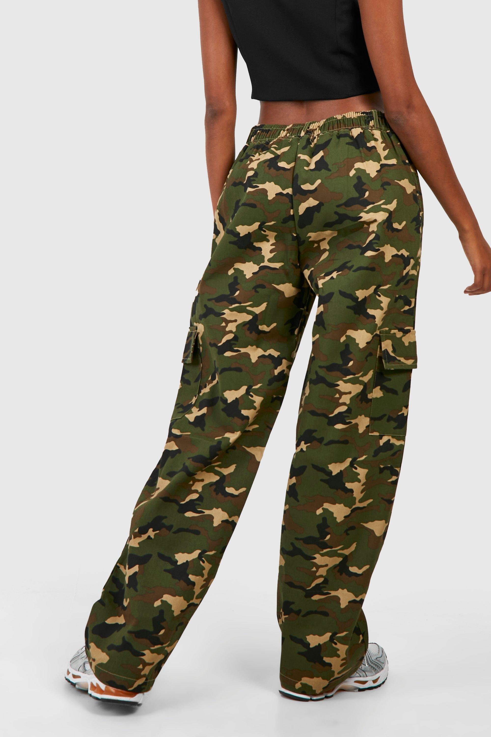 Womens Khaki Relaxed Fit Cargo Trousers