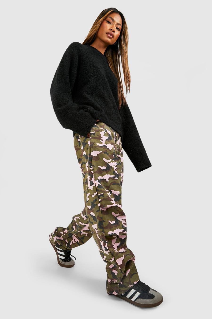 Pink Washed Camo Parachute Pants image number 1