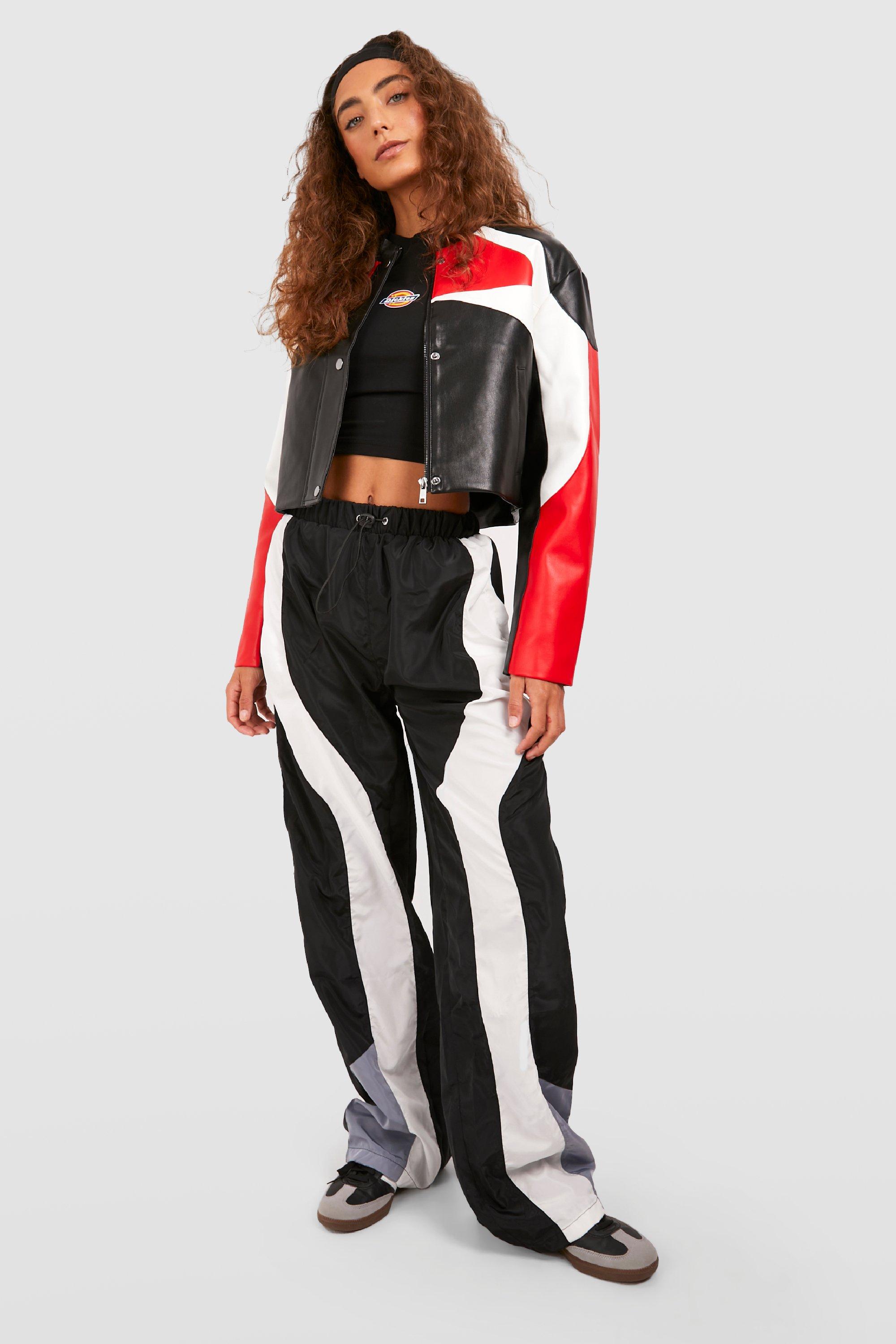 Wide Leg Color Block Track Pants