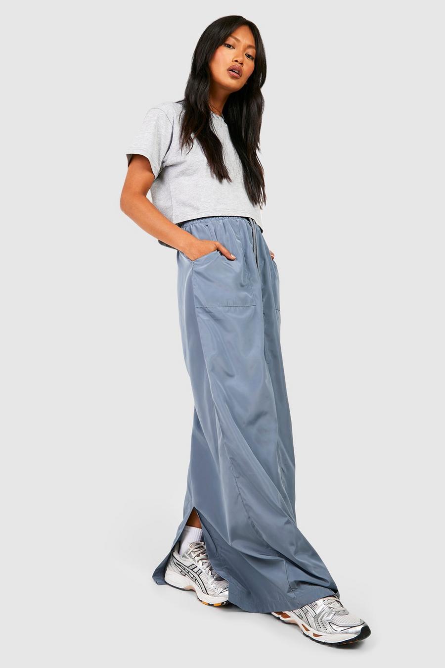 Slate grey Shell Drawcord Maxi Skirt