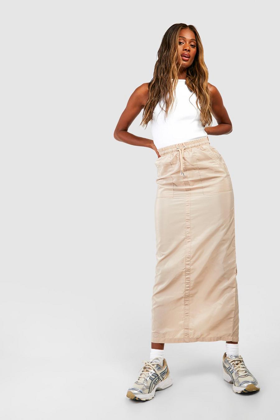 Stone Soft-Shell Maxi Rok Met Touwtjes image number 1