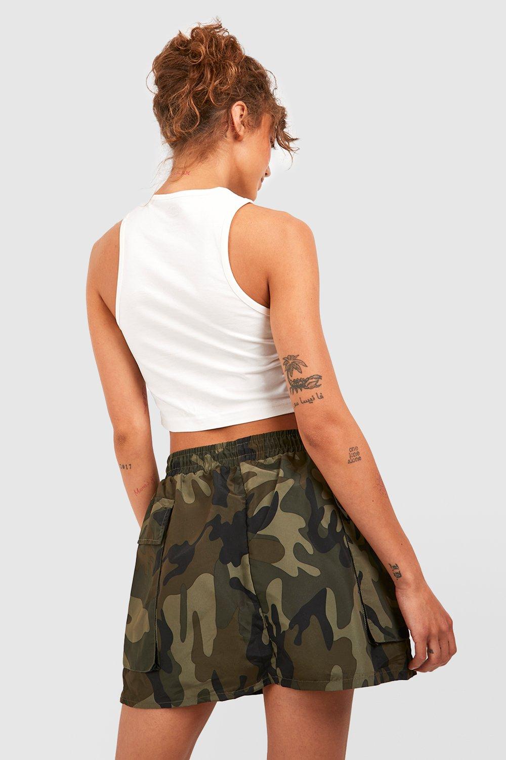 Camouflage shop skirt boohoo