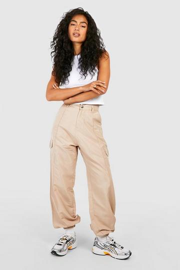 Cuffed Hem Pocket Detail Cargo Trousers stone