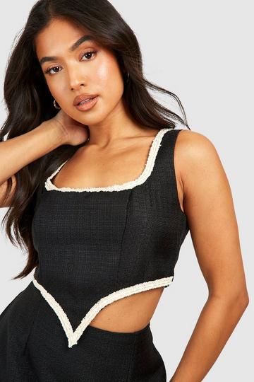 Black Petite Boucle Trim Corset