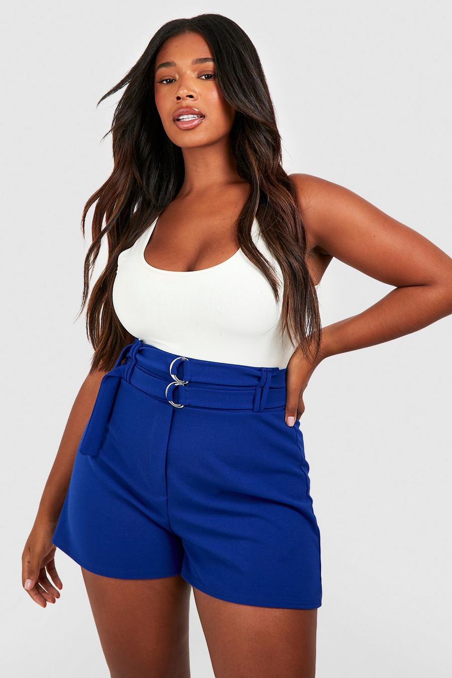 Cobalt Plus Crepe Double Belted Tailored Shorts  image number 1