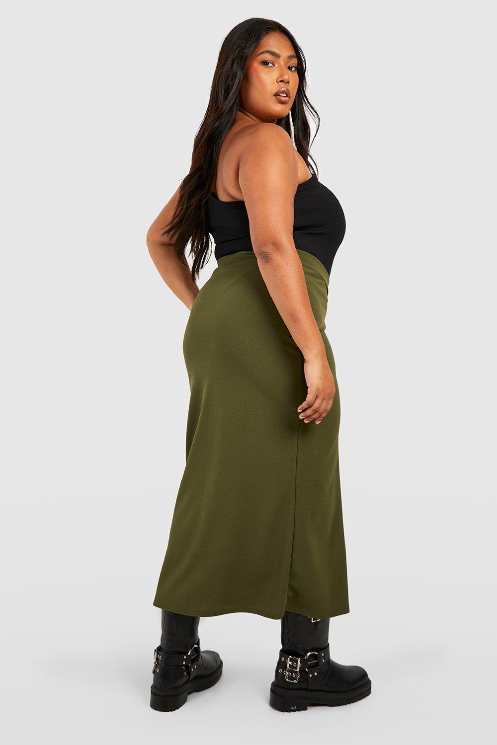 Plus size outlet khaki maxi skirt