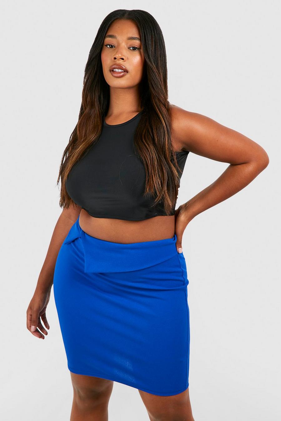 Cobalt Plus Crepe Fold Over Waist Mini Skirt image number 1