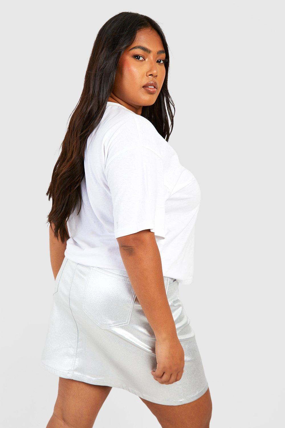 White mini skirt plus size sale