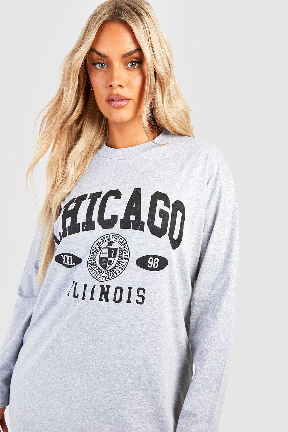 Plus Chicago Long Sleeve T-shirt Dress