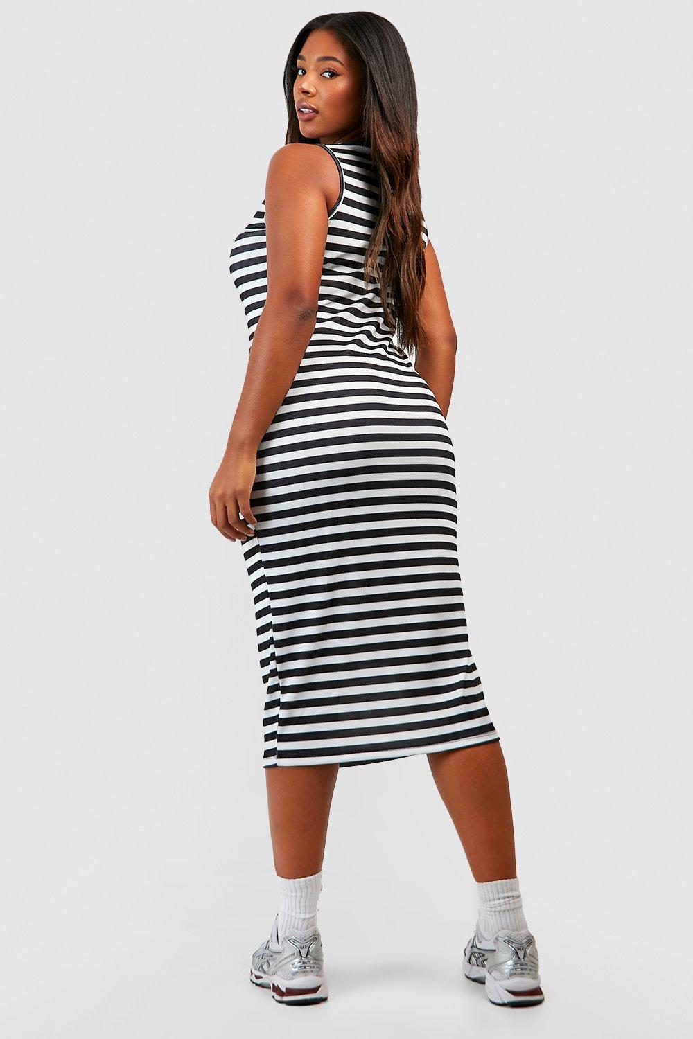 Vertical striped maxi outlet dress