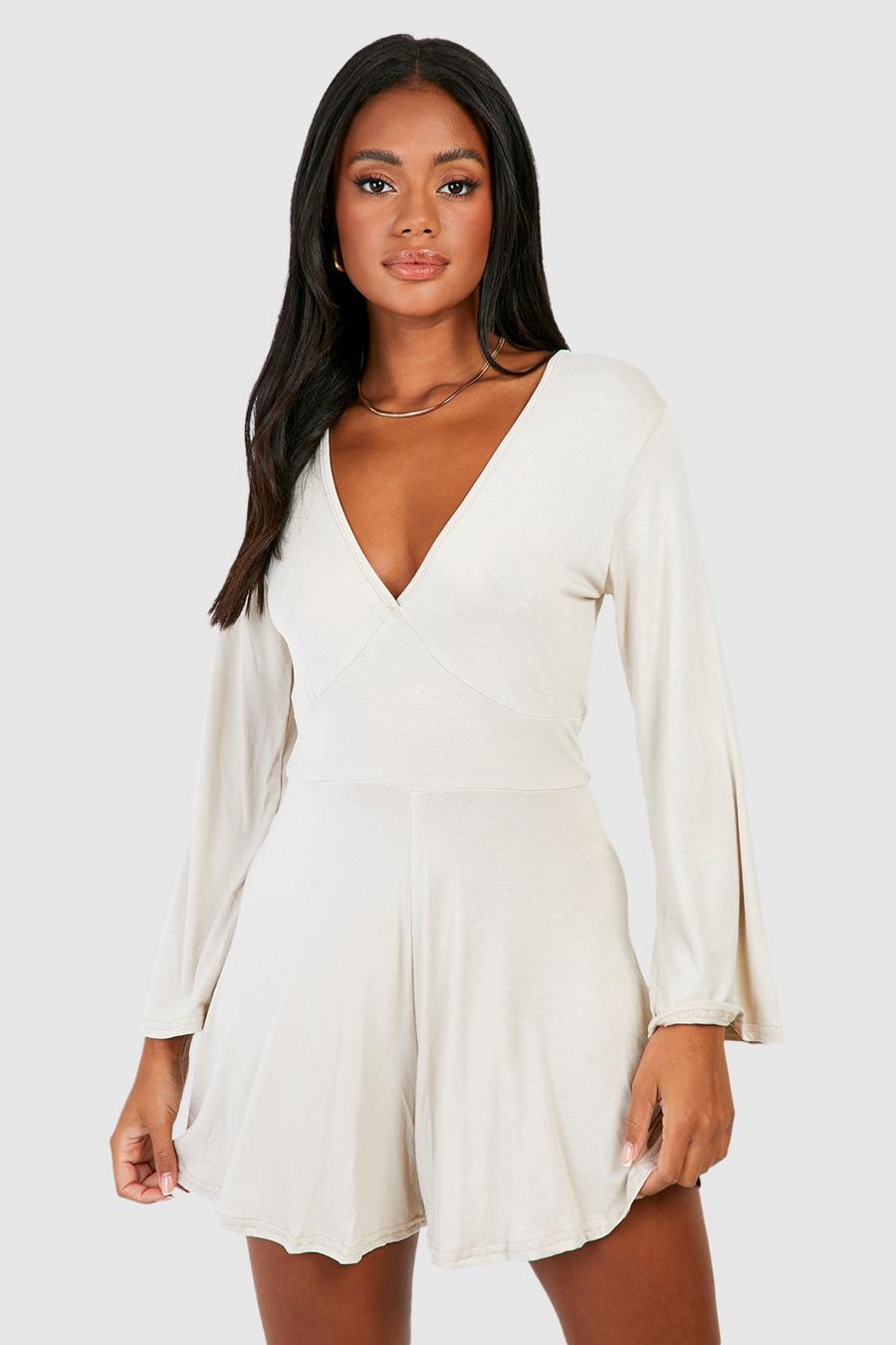 Stone Flare Sleeve Wrap Romper image number 1