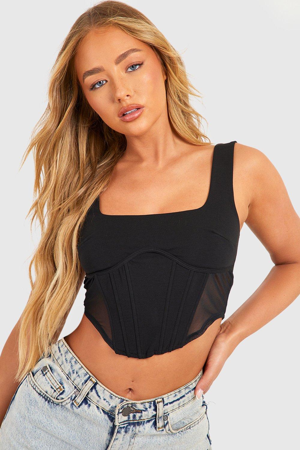 Plus Size Mesh Boned Corset Top